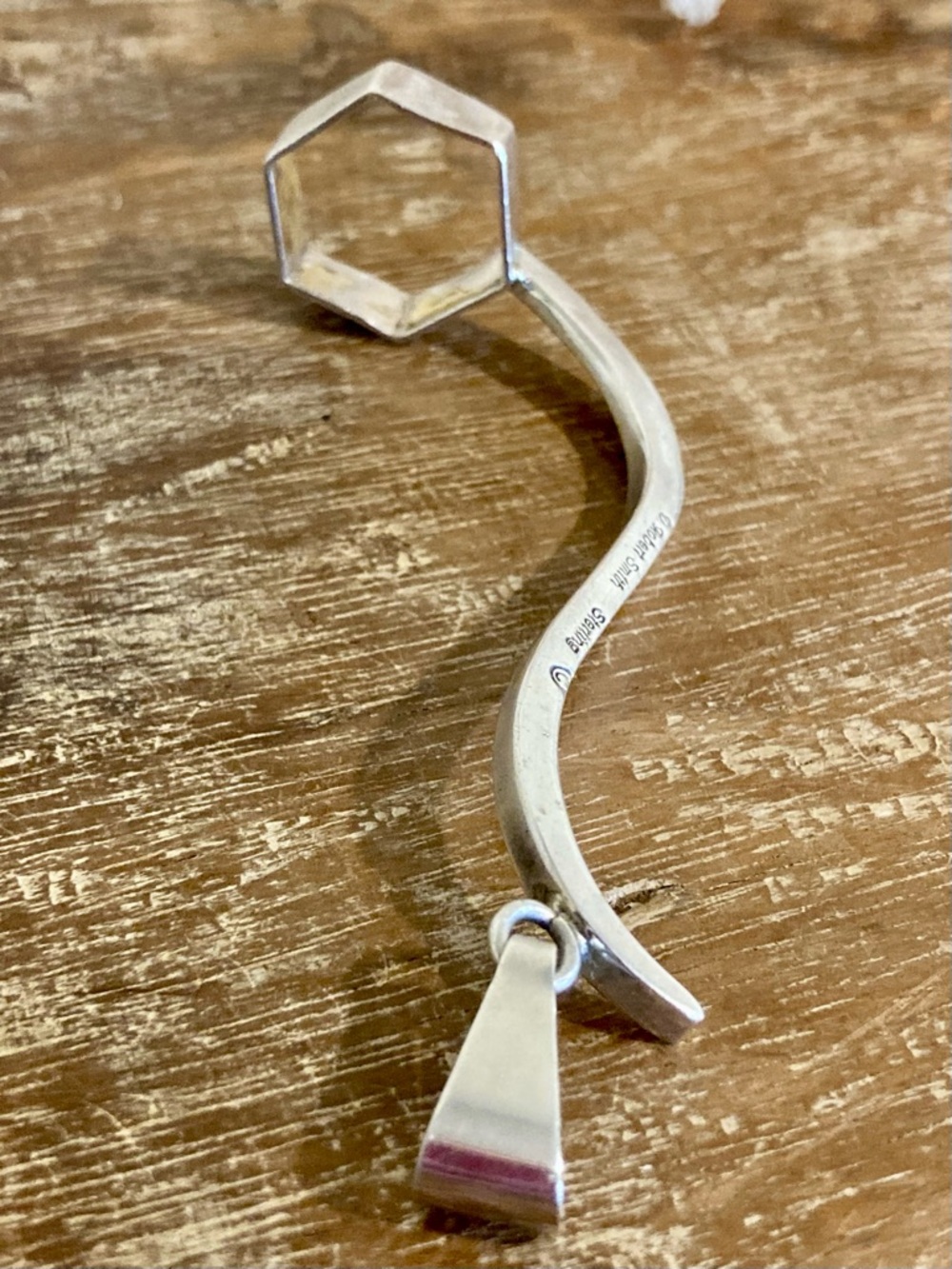 Crystal Holder Pendant Sterling Silver Curved D. Robert Smith Missing Crystal! - Picture 4 of 10